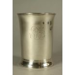 A GEORGE III SILVER BEAKER, no maker's mark, London probably 1774, of slightly flared cylindrical