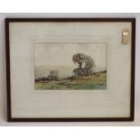 KERSHAW SCHOFIELD (1872-1941), Dales Landscape, watercolour and pencil, signed, remnant of old label