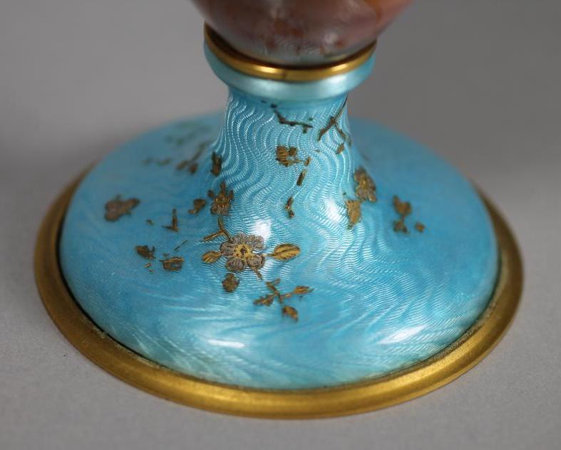 A LIMOGES ENAMEL VASE, 20th century, of ovoid form with flared rim, painted in colours and with - Image 3 of 4