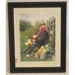 JOHN A BLAKEY (b.1952), Portrait of an Allotment Keeper, watercolour and pencil, signed and dated (