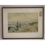 JOSEPH PIGHILLS (1902-1984), Boats at Malden Estuary, Essex, watercolour and pencil, signed and
