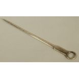 A GEORGE IV SILVER MEAT SKEWER, maker's mark indistinct, London 1825, with bevelled blade and