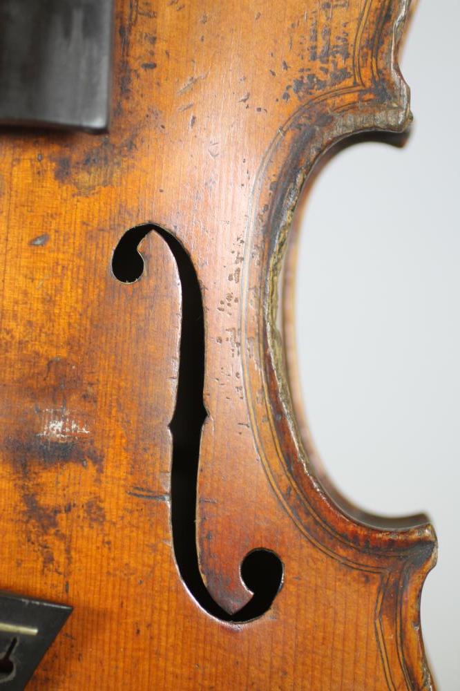 A FRENCH COPY OF AN ITALIAN VIOLIN, bears label Giovan Paolo Maggini, Brescia, 1672, with a 14 1/ - Image 3 of 11