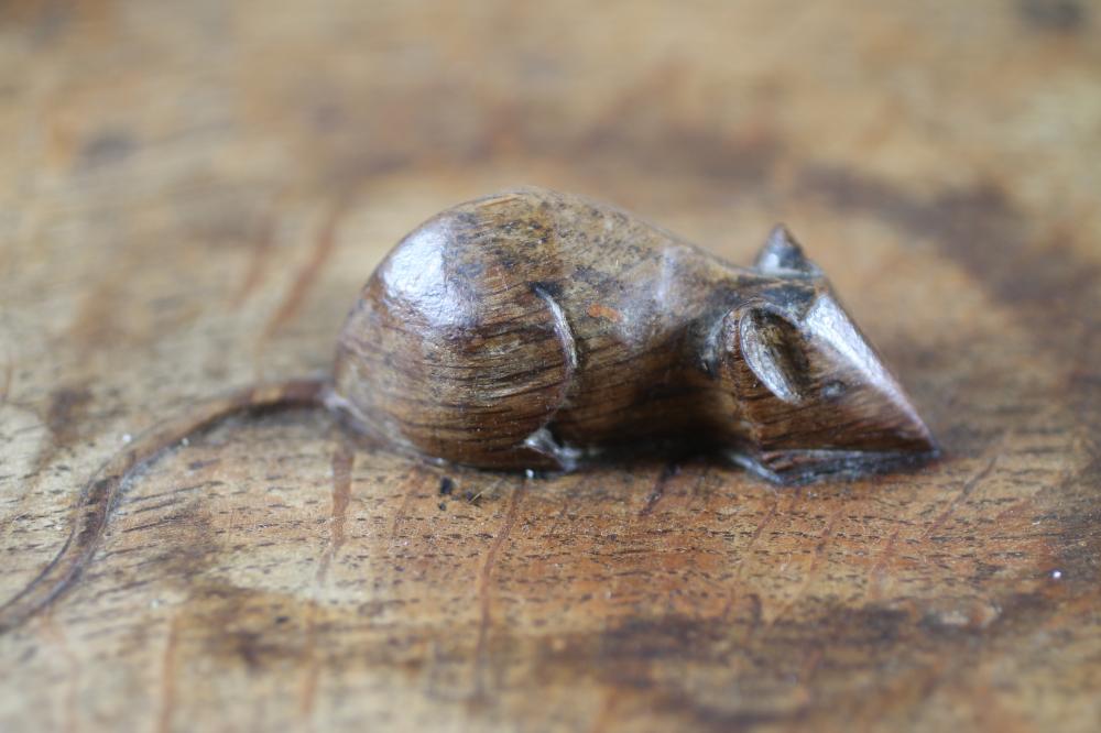 A ROBERT THOMPSON ADZED OAK FRUIT BOWL, of shallow circular form with central carved mouse trademark - Image 2 of 4