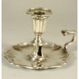 A WILLIAM IV SILVER CHAMBERSTICK, maker Henry Wilkinson, Sheffield 1835, the lobed detachable drip