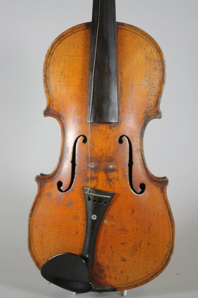 A FRENCH COPY OF AN ITALIAN VIOLIN, bears label Giovan Paolo Maggini, Brescia, 1672, with a 14 1/ - Image 2 of 11