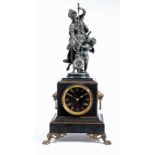 A FRENCH BLACK SLATE MYSTERY CLOCK, signed A.R. Guilmet, late 19th century, the twin barrel movement