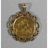 A VICTORIA GOLD SOVEREIGN, 1898, loose mounted in a 9ct gold pendant, 7.5g total