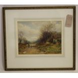 WILLIAM MANNERS R.B.A. (1865-c.1940), Autumnal Scene with Shepherd and Flock, watercolour,