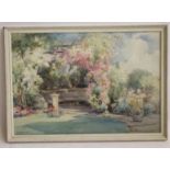 OWEN BOWEN R.O.I. P.R. Cam A (1873-1967), Summer Garden with Rose Bower and Sundial, watercolour and