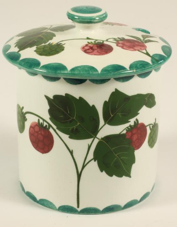 A WEMYSS POTTERY PRESERVE JAR AND COVER, early 20th century, of plain cylindrical form, painted in - Image 2 of 3