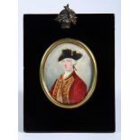 ENGLISH SCHOOL (19th Century), General Wolfe, oval on ivory, unsigned, 3" x 2", ebonised frame (