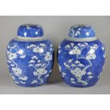 A PAIR OF CHINESE PORCELAIN LARGE GINGER JARS AND COVERS, late 19th century, of typical form,