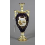 A COALPORT CHINA VASE, early 20th century, of ovoid form with single girdled waisted neck and
