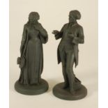 TWO WEDGWOOD BASALT FIGURES, modelled as "Olivia", late 19th century, and "The Vicar of