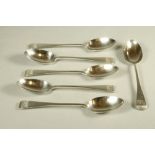 A SET OF SIX VICTORIAN SILVER TEASPOONS, maker's mark HH, London 1878, script engraved with