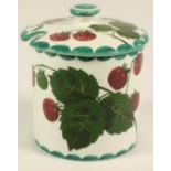 A WEMYSS POTTERY PRESERVE JAR AND COVER, early 20th century, of plain cylindrical form, painted in