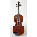 A FRENCH VIOLIN, 19th century (?), with a 14 1/4" two piece back, bears label "Claude Pierray ....