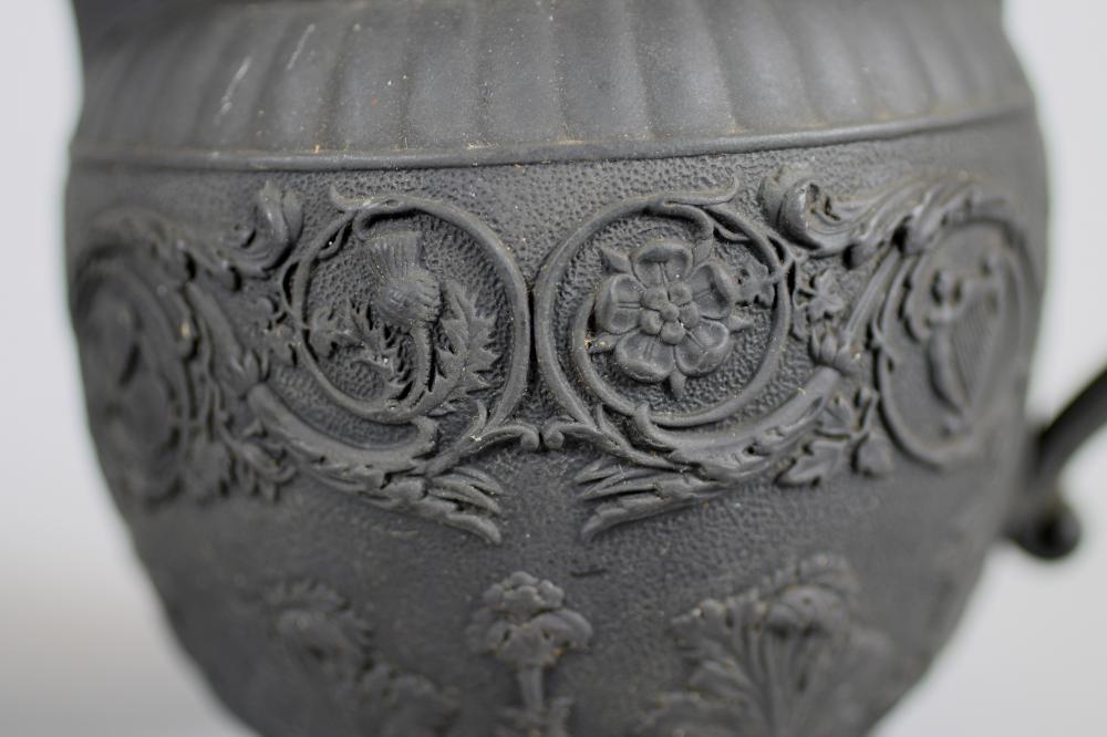 A WEDGWOOD BLACK BASALT CACHE-POT, early 20th century, of flared cylindrical form with engine turned - Image 2 of 3