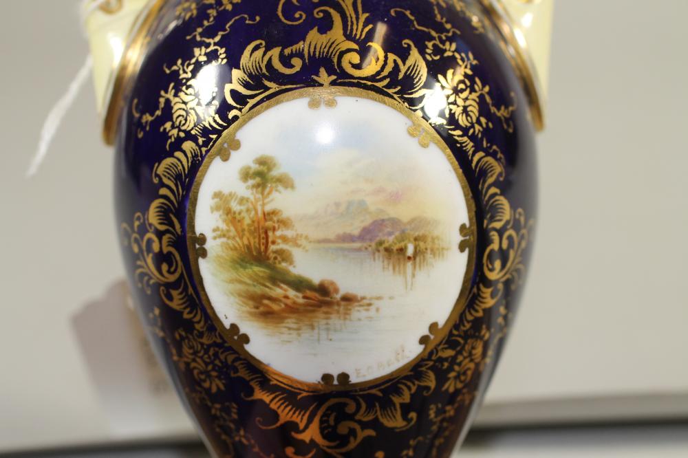 A COALPORT CHINA VASE, early 20th century, of ovoid form with single girdled waisted neck and - Image 3 of 3