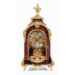 A FRENCH LOUIS XV STYLE RED BOULLE AND GILT METAL MANTEL CLOCK, c.1990, the twin barrel striking