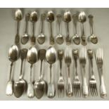 A SET OF FIVE SCOTTISH VICTORIAN SILVER DESSERT SPOONS, makers McKay & Chisholm, Edinburgh 1846,