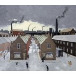 GEOFFREY WOOLSEY BIRKS (1929-1993), Industrial Townscape with Figures, oil on board, signed and