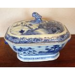 An 18th c Chinese porcelain tureen with animal mask handles restored