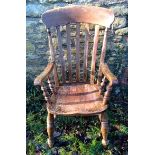 A 19th c ash and elm high back country chair