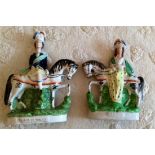 Pair Staffordshire equestrian figuresThe Prince of Wales and Princess