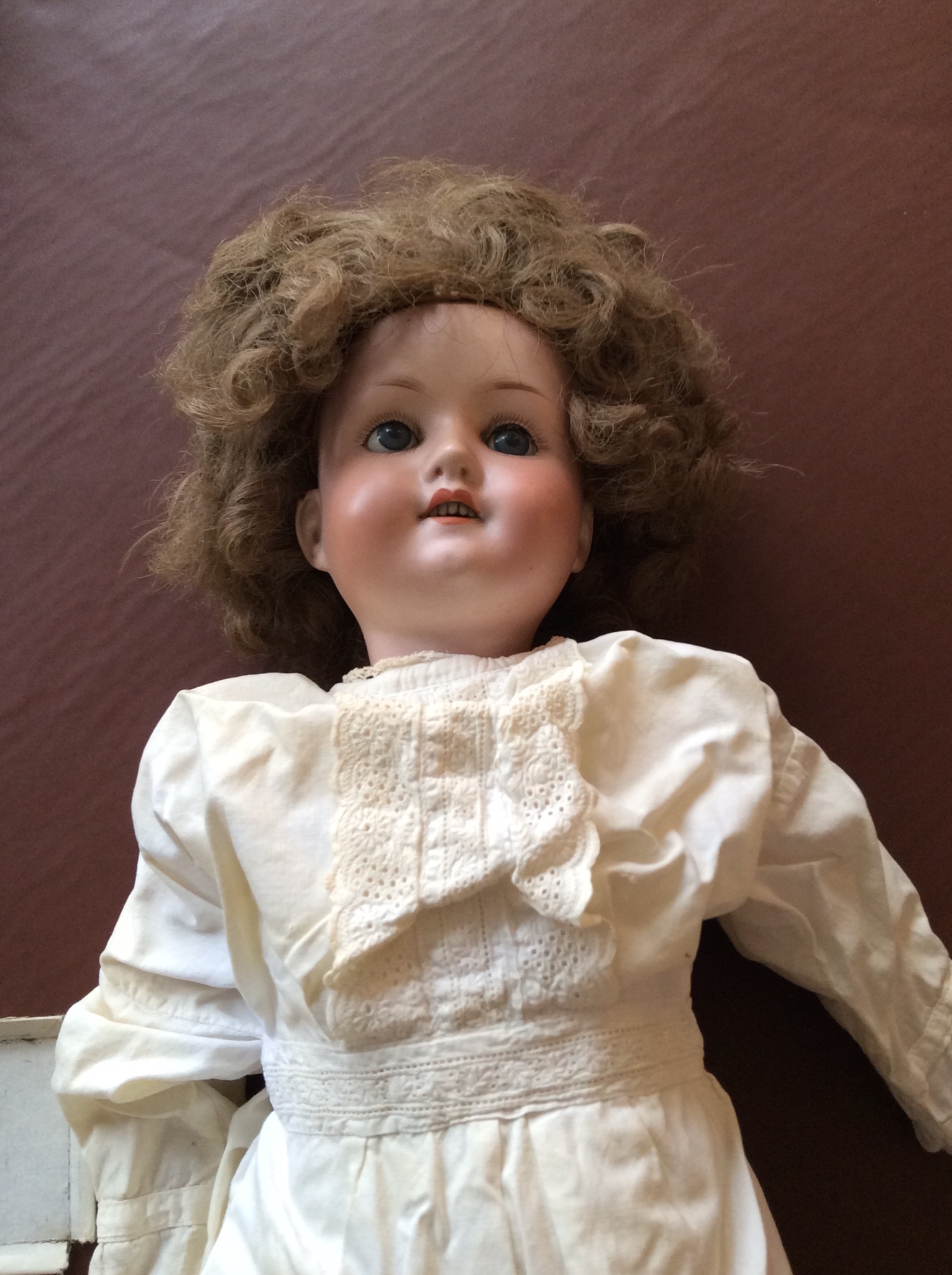 Armand Marseille bisque headed doll with sleeping eyes and open mouth 1894 A.M 2.5DEP. Slight