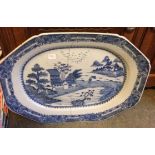 An 18th c blue and white porcelain platter a/f