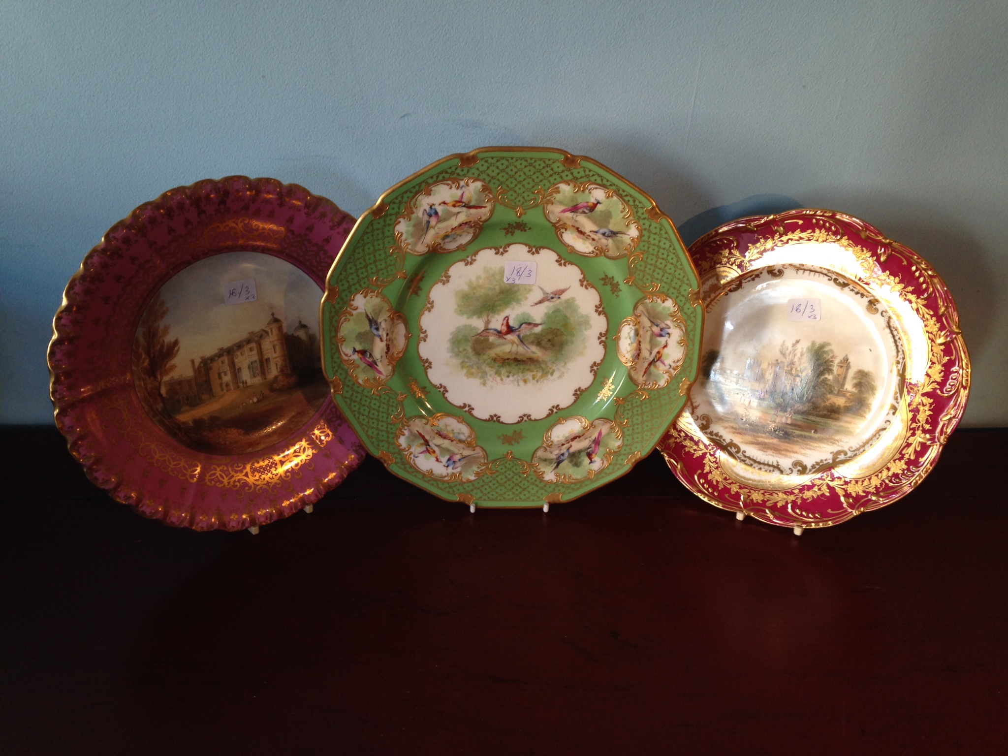 Three early 20th c cabinet plates inc. Doulton and Copeland