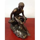 Good bronze of a seated Hermes signed Fonderia Sommer Napoli c1900