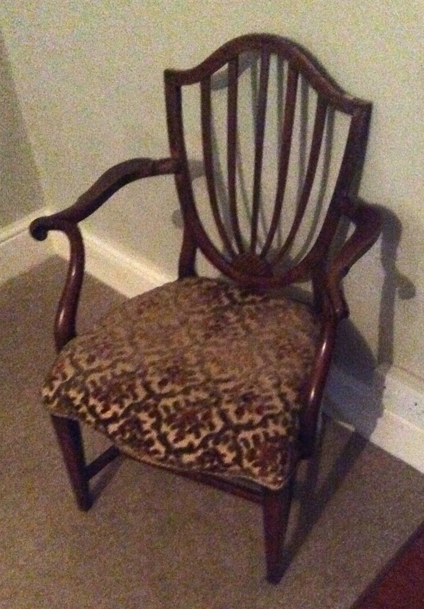 Late 18th c Hepplewhite style fruitwood elbow chair probably Scottish