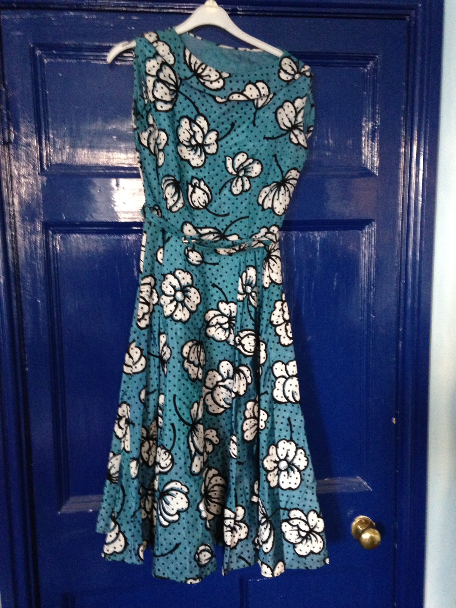 A 1950's blue floral dress