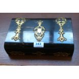 Brass bound coramandel fitted jewellery box