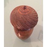 Finely carved treen acorn