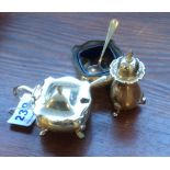 Three piece silver condiment set Birmingham 1906 by Mappin & Webb