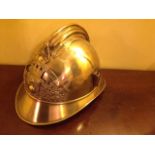 Early 20th c French fireman's helmet with plume holder to right "Sapeur et Pompiers"