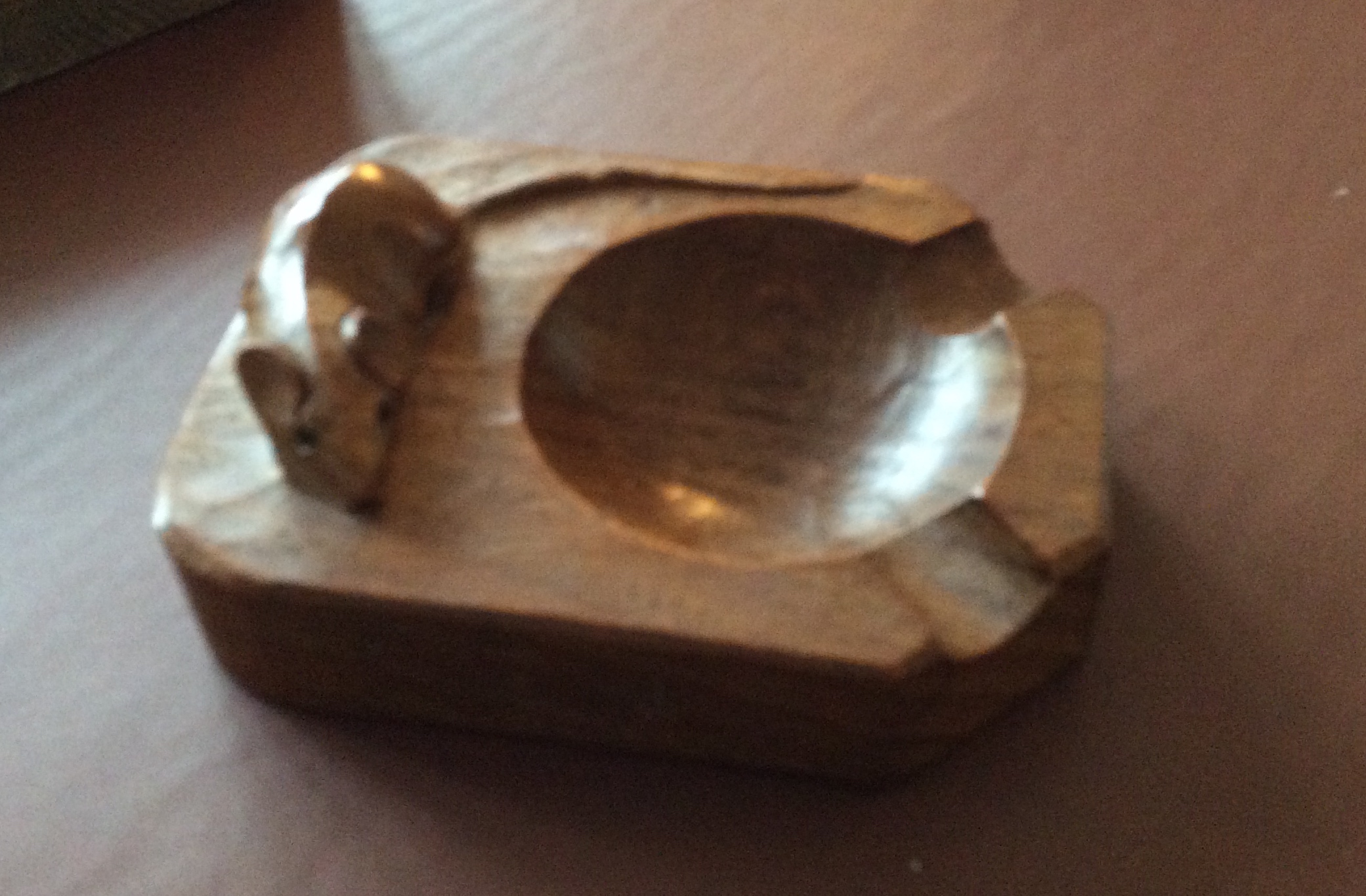 Mouseman wooden ashtray