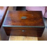 A 19th c brass bound rosewood writing box