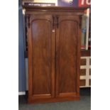 Mahogany 19th c double wardrobe with hat drawer