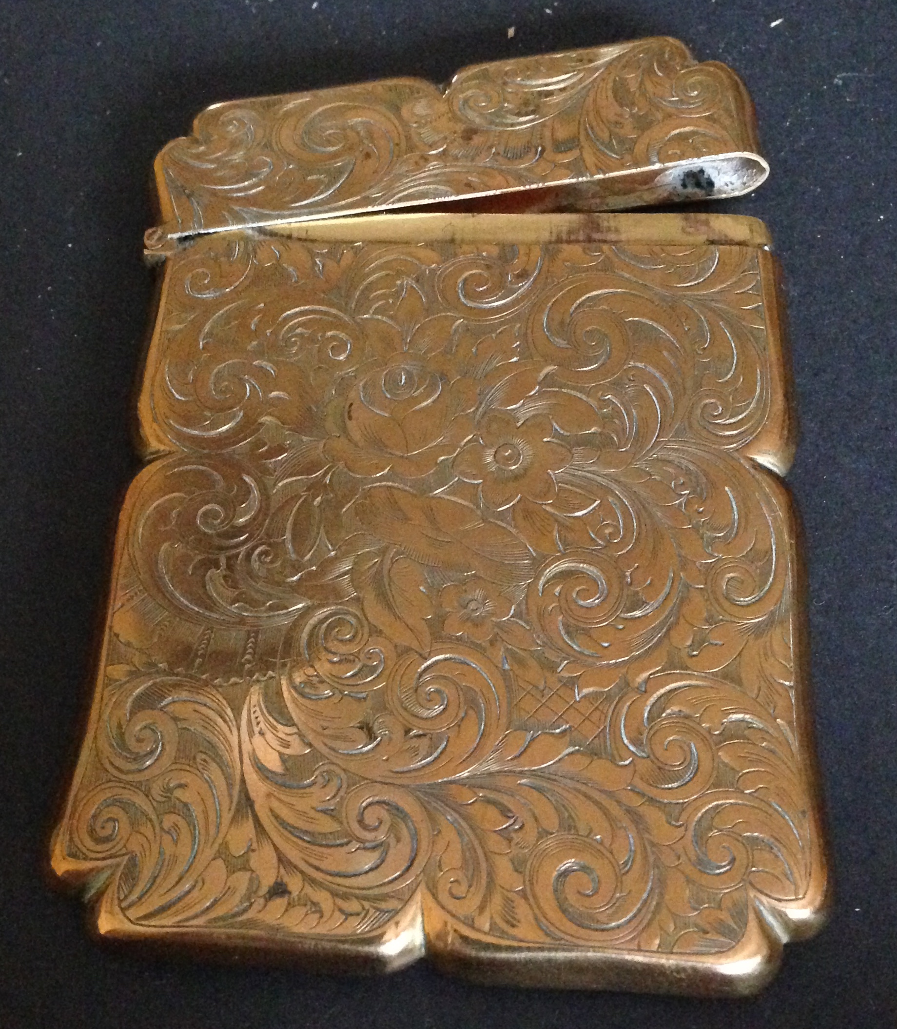 Engaved brass card case