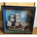 Nautical diorama, a two masted schooner The Grace Darling and the Ruby in original case with a