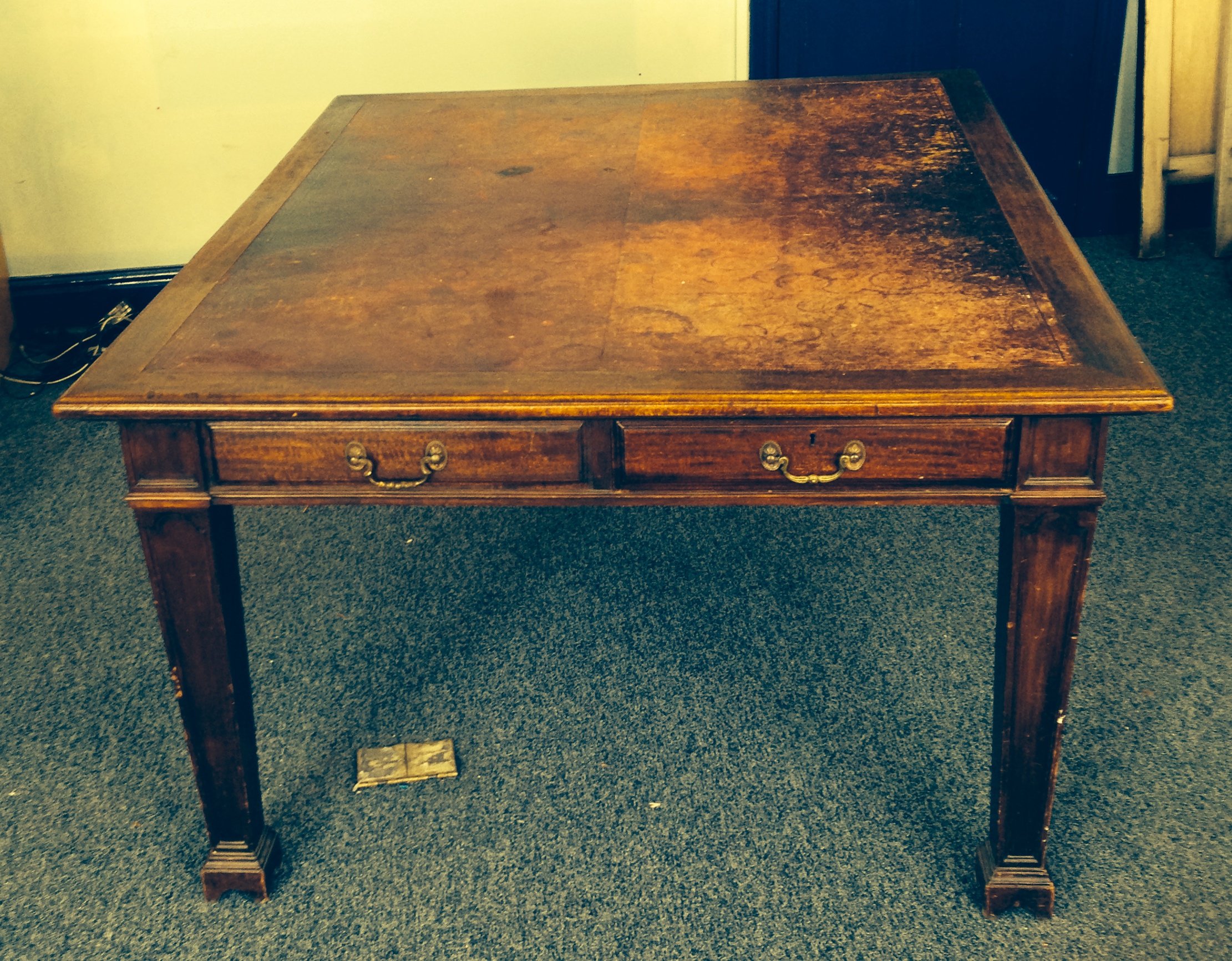 Good mahogany leathered Waring and Gillow library table