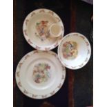 Four pieces Royal Doulton Bunnykins pottery