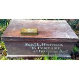 Pine travelling chest with candle box painted with Sargeant H Whitfield, D company 5th Yorkshire