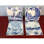 Four late 18th early 19th c delft tiles