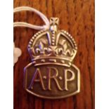 Silver ARP badge London 1939